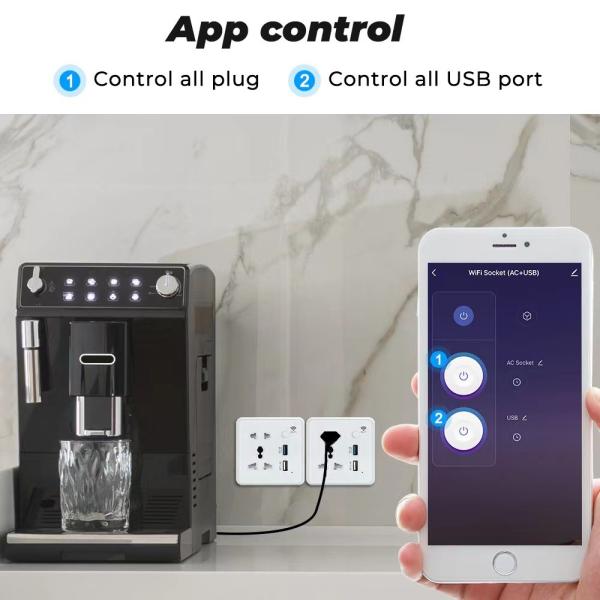 Glomarket Tuya Wifi Smart Sockets Usb Charger Electrical Plug Socket Remote Control With Alexa Google For Smart Home