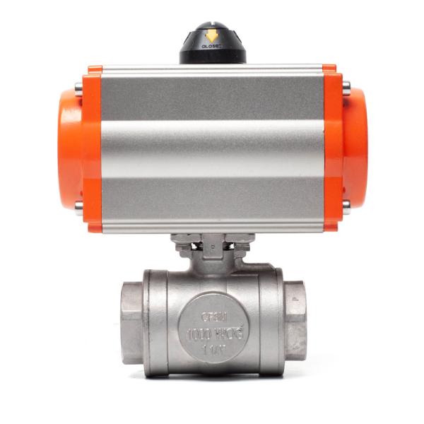 Pneumatic three-way flanged ball valve L type T type