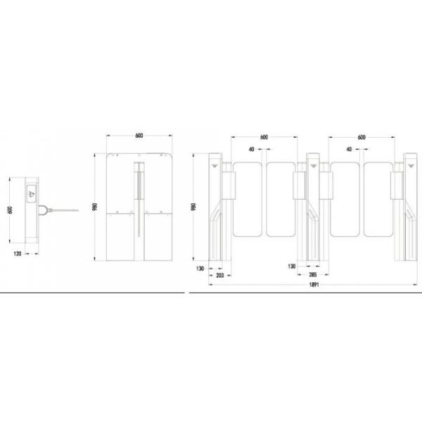 AC240V Compact Swing Barrier Gate 600mm Passage Width For Office Building 0