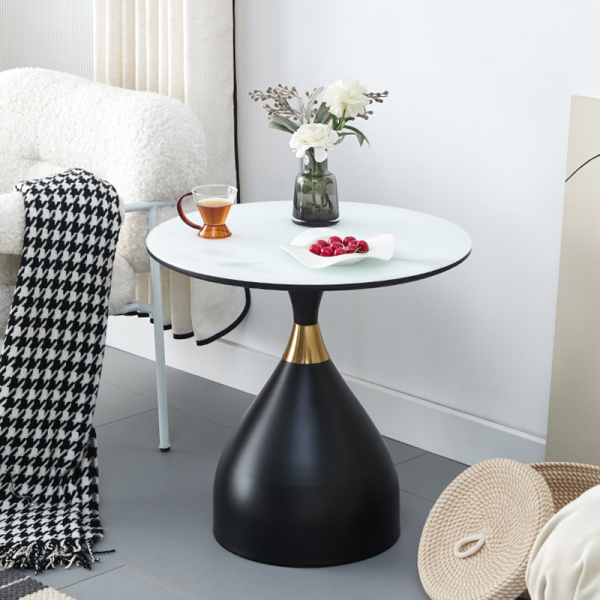 Modern Convertible Metal Accent End Table Bedside Table Small Sofa Side Table Coffee Table for Living Room Sintered Stone Rock