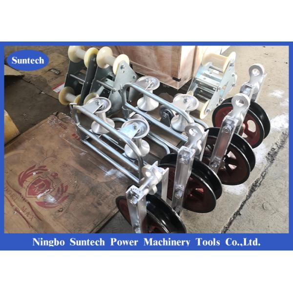 Triple Corner Ground 140mm Cable Pulling Rollers With Aluminum Alloy Wheels