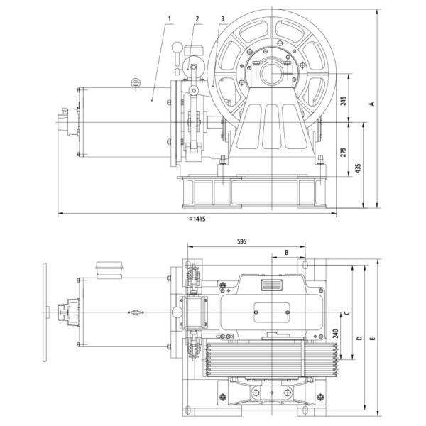 1.0 M/S Geared Traction Machine With DC110V Cargo Lift Traction Machine