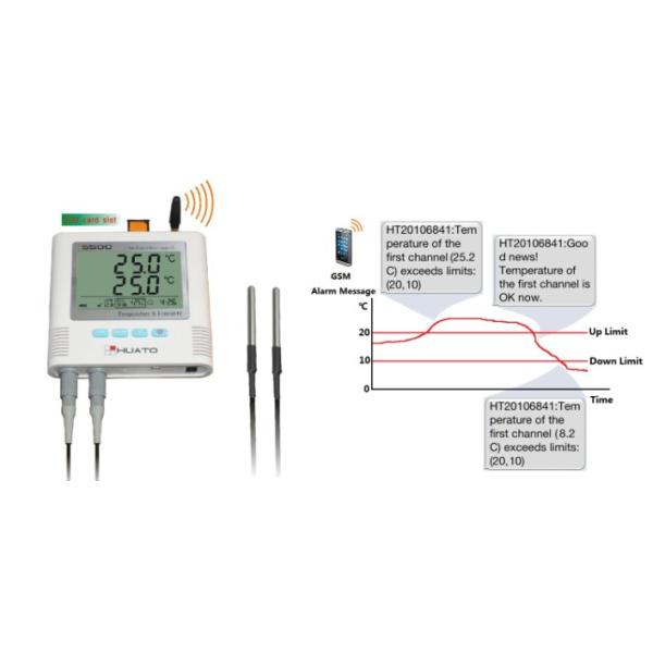 PT100 Temperature Gsm Temperature Sensor , Sms Data Logger With Calibration Certificate
