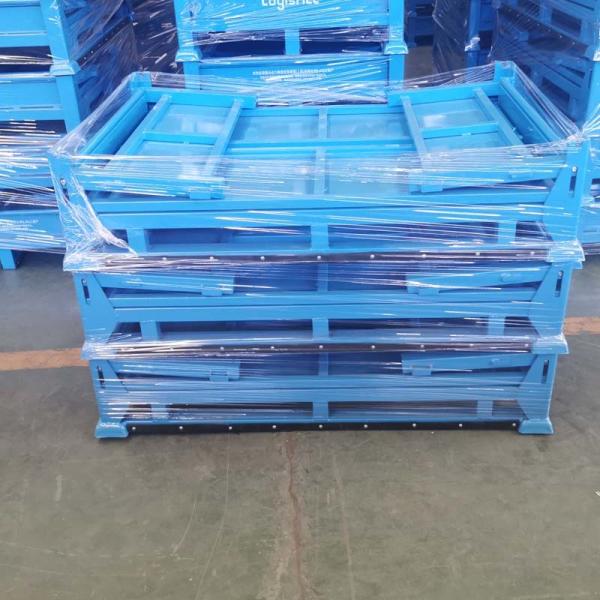 Industrial Warehouse Grid Storage Metal Pallet Box Space Saving Design Multiple Colors