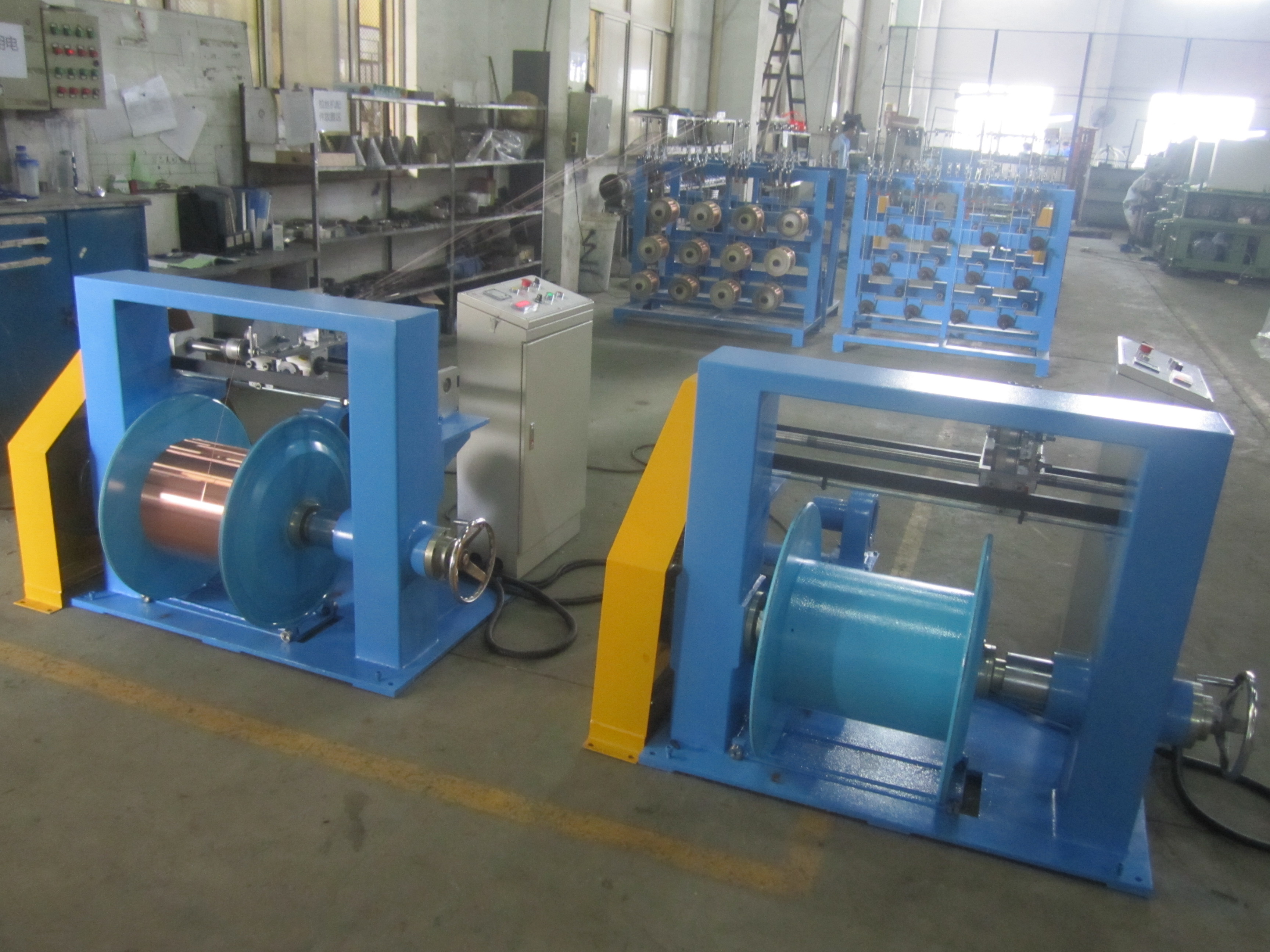 Sky Blue Double Twist Bunching Machine Automatic Wire Rewinding Machinery