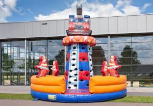 China PVC Fire Truck Inflatable Dry Slide For Outdoor Toys Inflatable Climbing Wall on sale