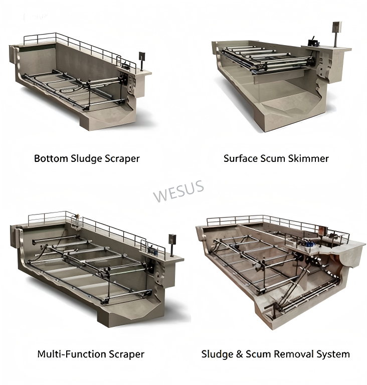 Non-metallic Chain and Flight Sludge Scraper with Continuous Operation Integrated Sludge and Scum Removal for Rectangular Horizontal Flow Sedimentatio