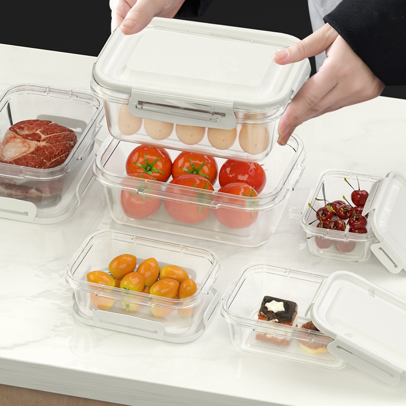 Large Capacity Transparent Rectangular Crisper Cover for Kitchen Catering Refrigerator Antioxidant Anti-Odor Storage Box