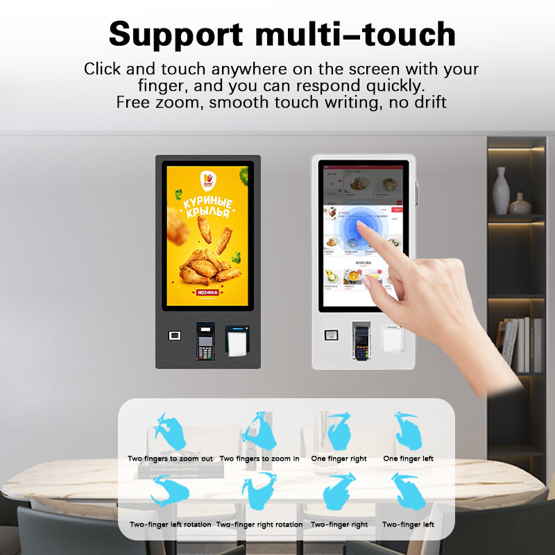 32 Inch Double Side 10 Points Capacitive Touch Screen Self Service Kiosk for Restaurant and QSR