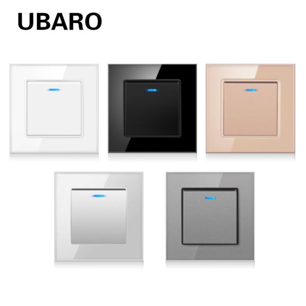 UBARO EU/UK Standard 86Type Fireproof Wall Switch 1-4 Gang Double Switch 3-2000w LED Light Switch Socket