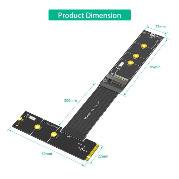 M.2 NVMe SSD Extension Cable 30cm 270 Degree High Speed Data Transfer