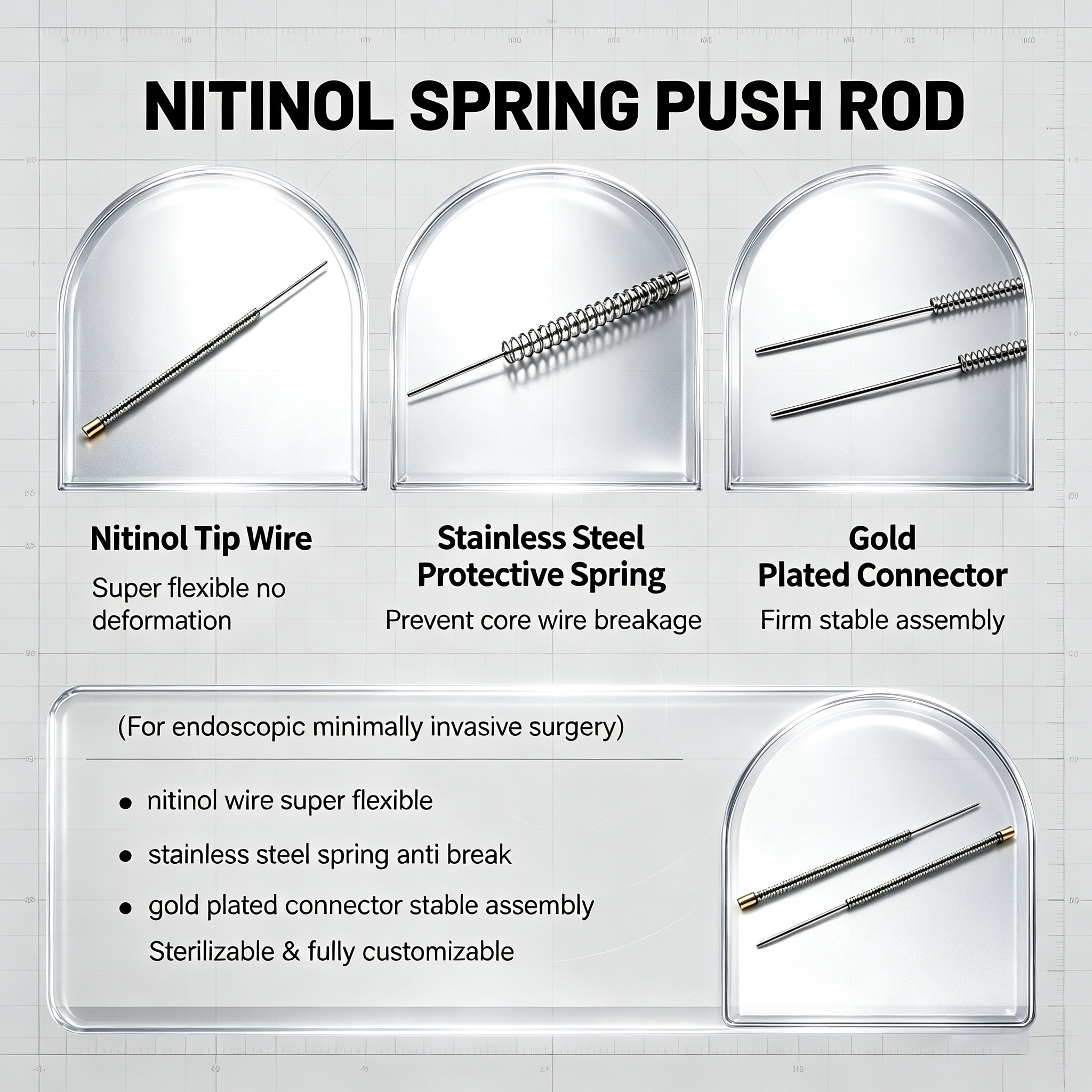 Customized Super-Elastic Nitinol Push Rod With Spring Component