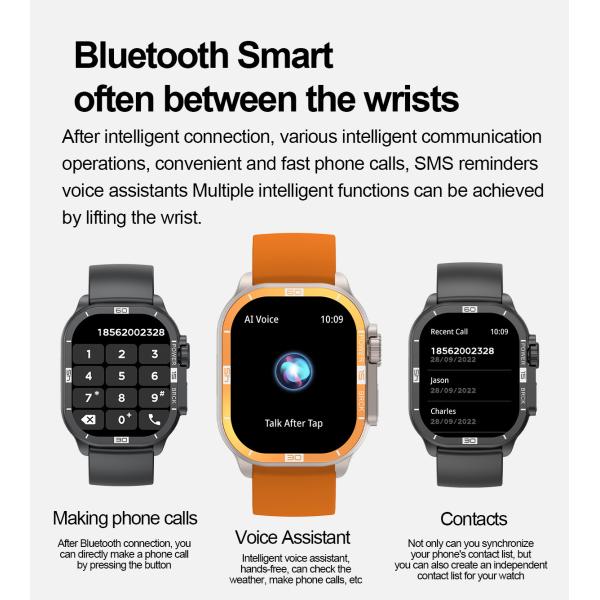 Hk96 Smart Watch High Performance Program Dock Bluetooth Calls Call Reminders Sms App Infomation