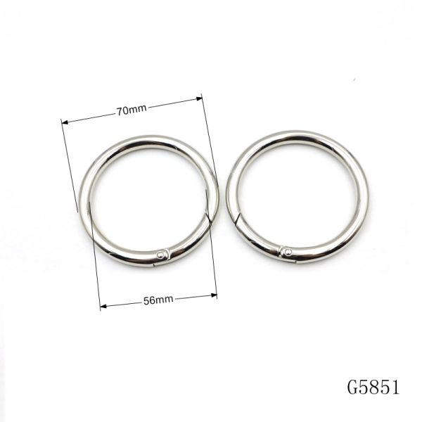 Custom Size 56mm Zinc Alloy Spring Round Ring Spring Ring Circle Carabiner Handbag Hardware Accessories