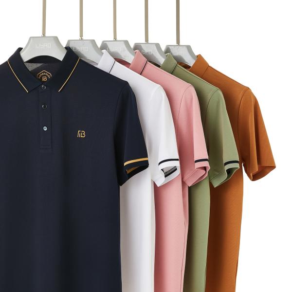Polyester Golf Men'S Polo Shirts Breathable with Solid Color Custom Logo