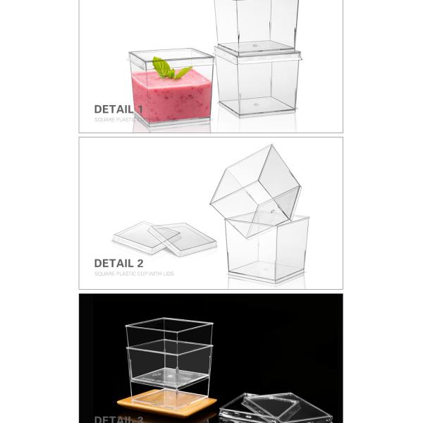 Tiramisu dessert cake square plastic jelly mousse cup plastic ice cream cups