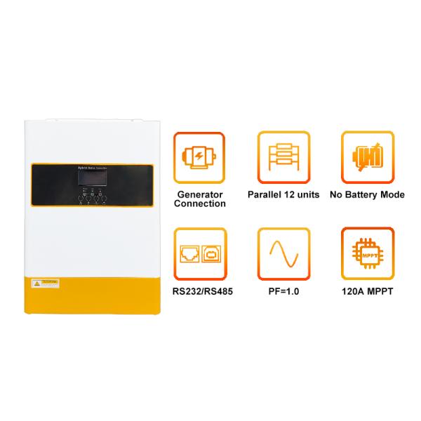 Acceptable Input Voltage Range 170-280VAC For personal Computer 6.2kW Single Phase Solar Inverter with 48V Battery and MPPT