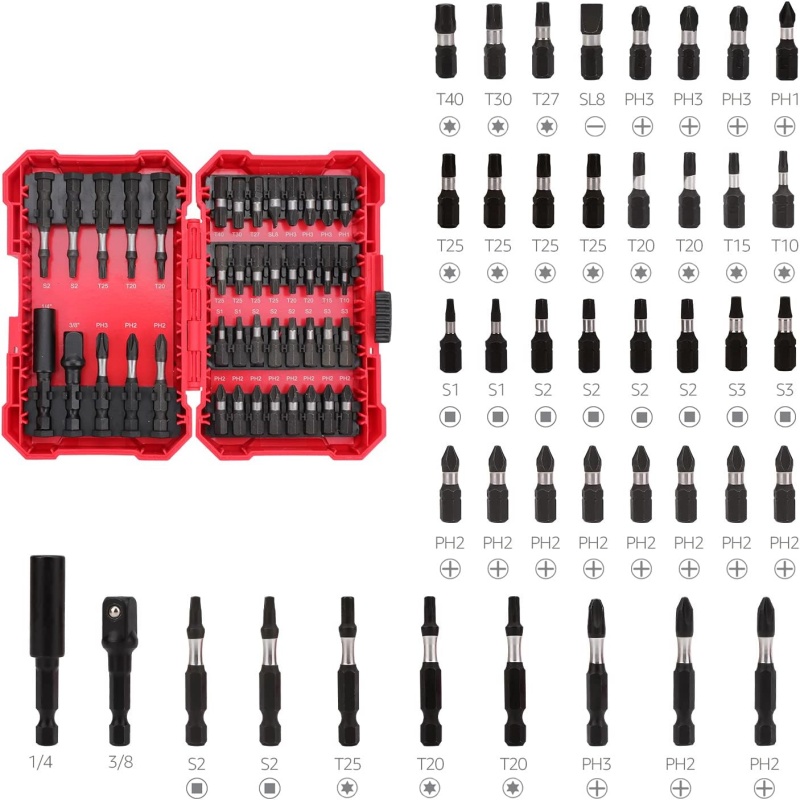 Professional High-Volume Driver Bit Set | Multi-Pack PH2 & T25 with 3/8" Socket Adapter