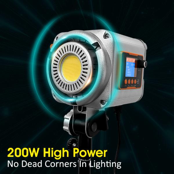 200W Daylight LED Video Light Continuous Output Bowens Mount Studio Light Video Spot Light ZR-200PRO 2700K- 7500K