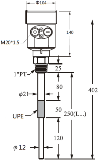 KCS Series Capacitive Level Transmitters Up and Down Limit Alarm Function for High Temperature and Pressure Applications