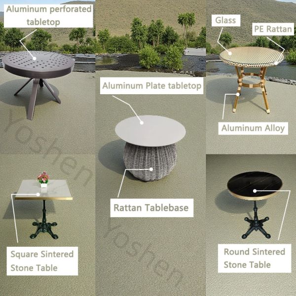 31inch Solid Rectangular All-Weather Aluminum Outdoor Table with Geometric Leg Design for Hotel Resort