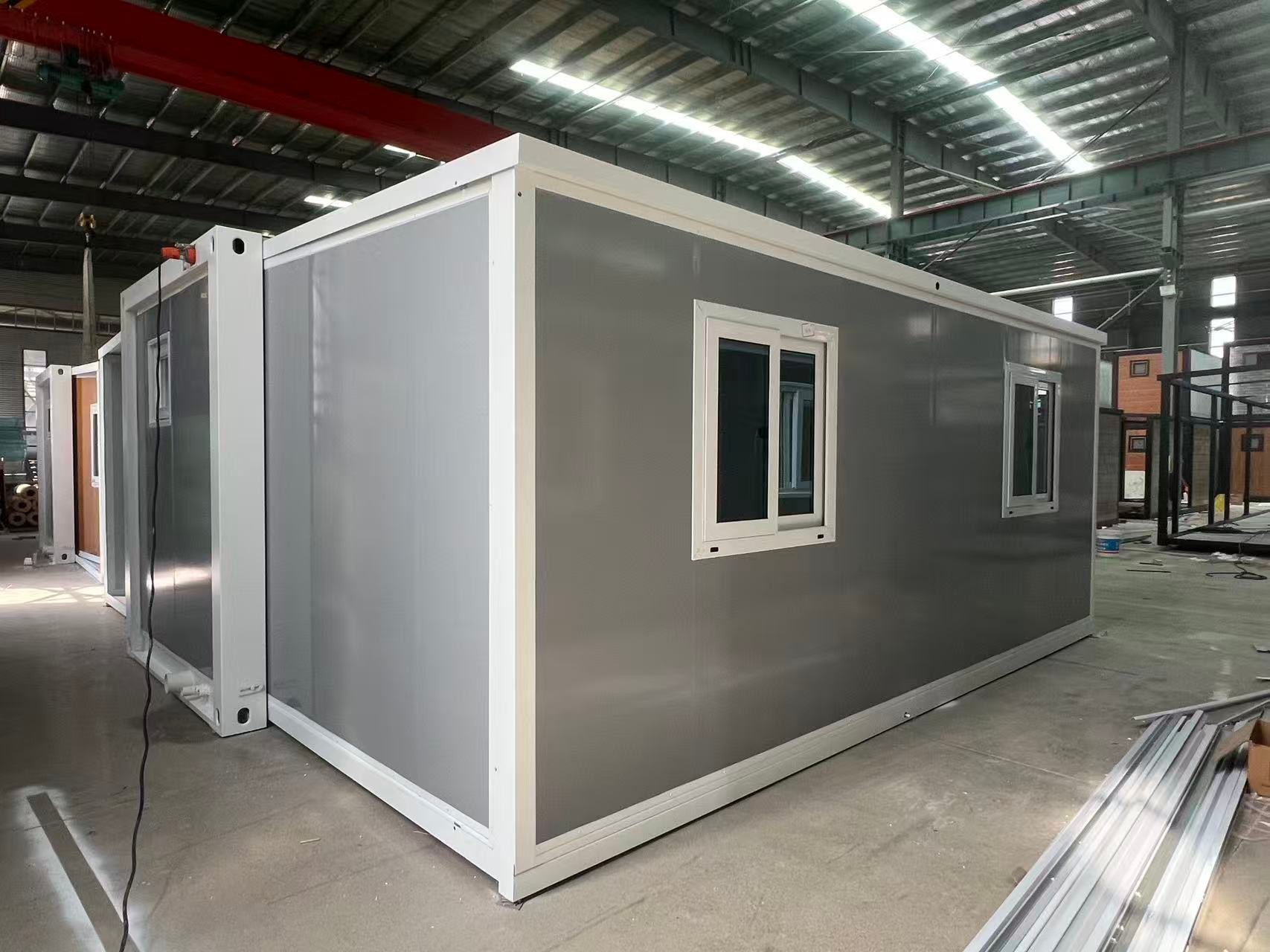 20ft Expandable Container House with Grey Cladding and Fitted Kitchen Cabinets