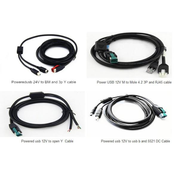 12 V Powered USB Y Cable / Mini USB Extension Cable Black Color For Pos System