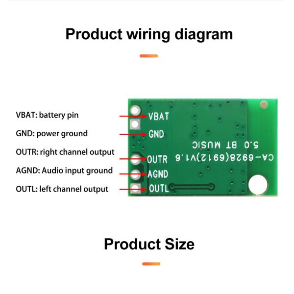 CA-6928 Dual Channel Digital Audio Amplifier Module Board with 5V Input and BT 5.1 Bluetooth Audio Module