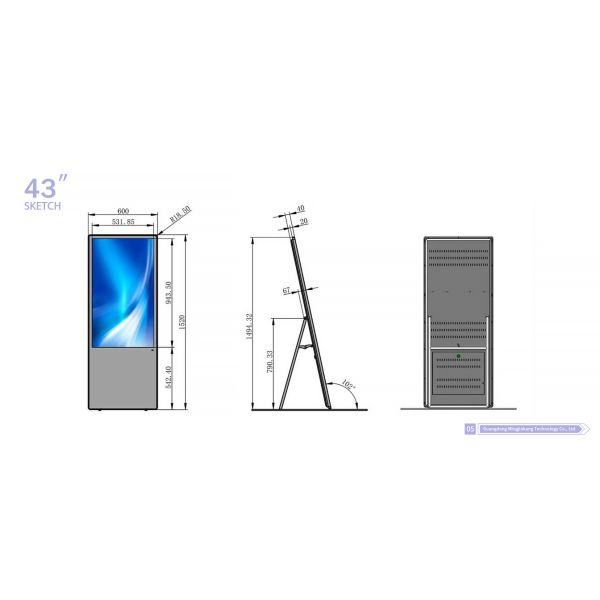Portable Floor Standing 43 Inch Customized Digital Poster Android/Windows OS Cloud-Based CMS Elevator Airport Subway Education