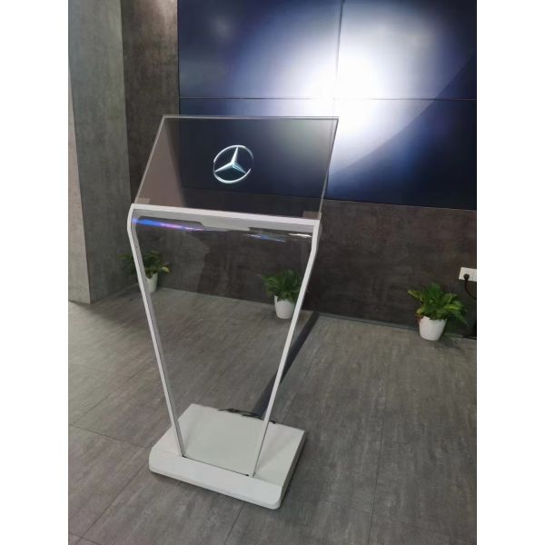 30 Inch High Brightness Transparent OLED Display Stand with Capacitive Touch and AG Glass for Premium Floor Signage