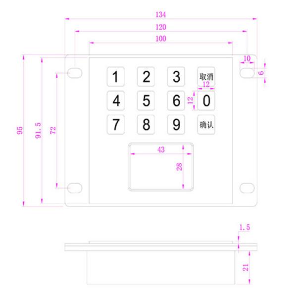 12 Buttons Type Usb Keyboard With Trackpad , Industrial Touchpad Pointing Device