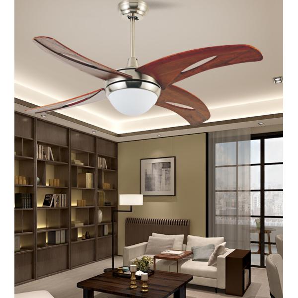 Remote Control Solid Wood Ceiling Fan 4 Blades For Living Room