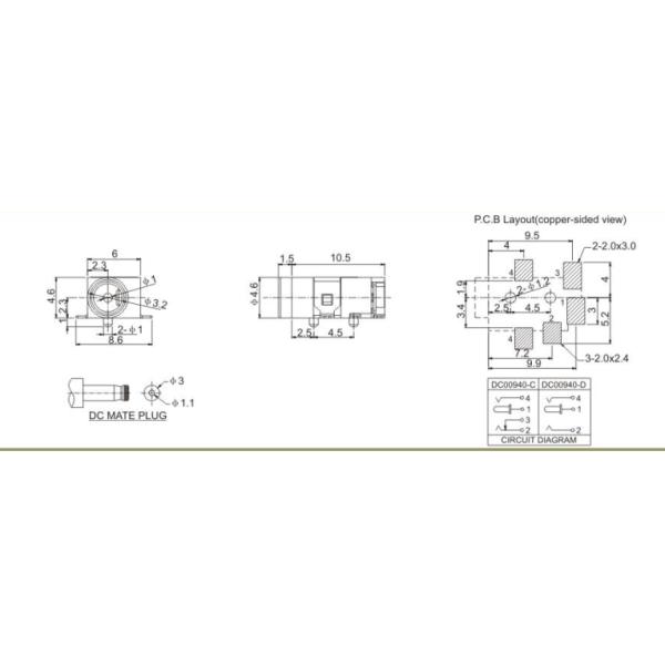 5-Pin Dc Smt Power Jack Connector DC00940