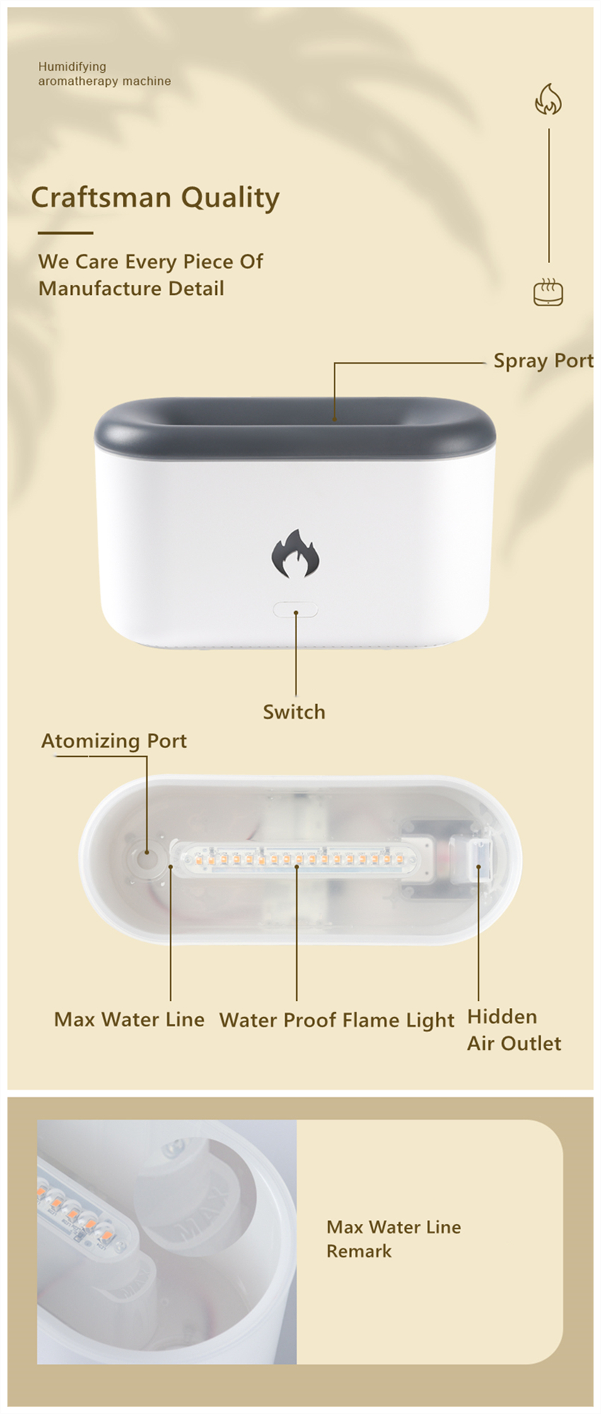 Wholesale Aromatherapy Scent Customized Essential Oil Aroma Diffusers Ultrasonic USB Diffuser Bicolor Flame Humidifier