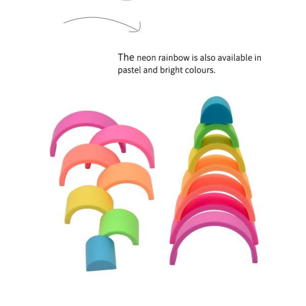 PVC BPA Free Silicone Rainbow Stacker Educational Fun Customized Logo