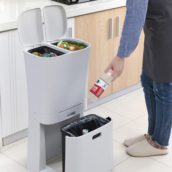 18L/36L Custom Recycling Double Bucket Three Compartments Sorted Trash Bin