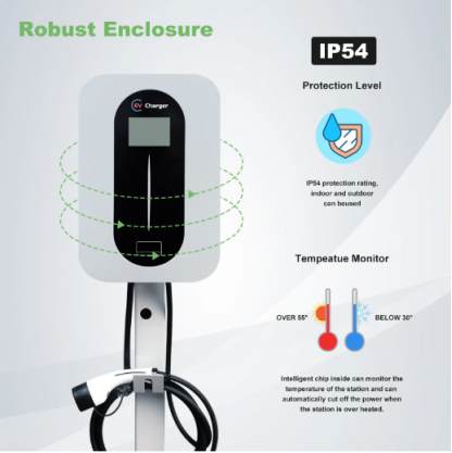 7kw Level 2 Commercial Charging Station Wall Mounted Fast