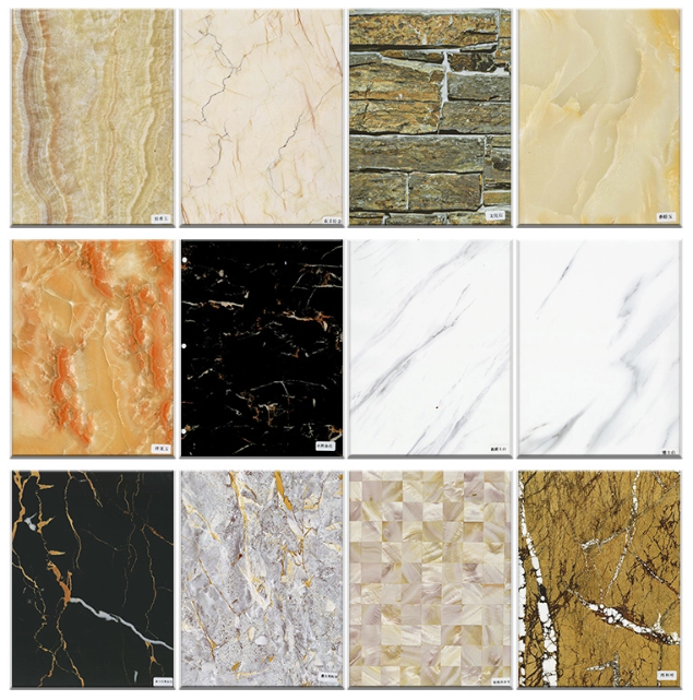 Easy Installation Stone Pattern Pvc Uv Marble Flexible Sheet Plastic Wall Panel 1220x2440mm