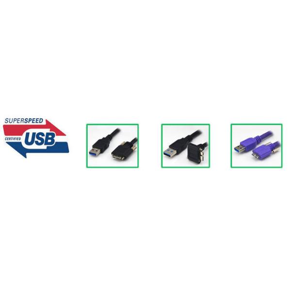 A Male to Micro B Male Thumbscrew Locking USB3 Vision Cable 5M