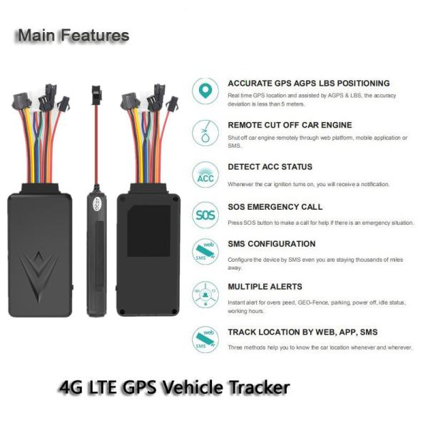 Engine Lock 4G GPS Tracker SOS Line Microphone RS232 CAT4 GSM For Car