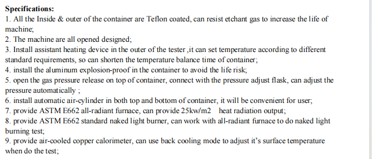 YYF030 Smoke Generation Test Apparatus - Internal optical measurement system and sample holder