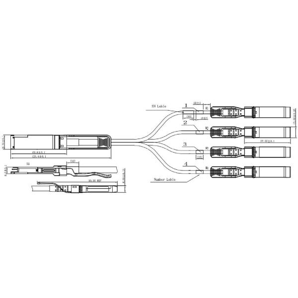 7ft 4 SFP+ DAC Direct Attach Copper Cable Passive QSFP+ 40G 2M
