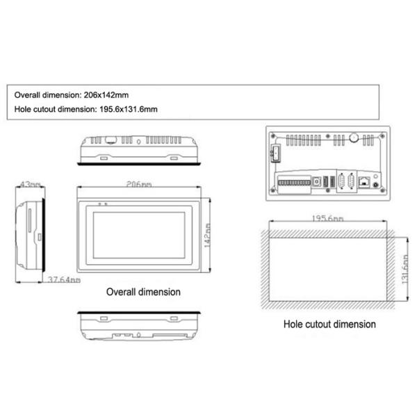 7" WinCE 400cd/M2 HMI Display Panel 400nits 512MB Memory 256MB Flash Plc Delta