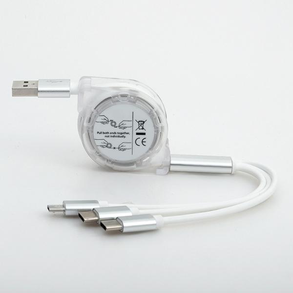 3A Fast Charging Data Cable Type-C 3 in 1 Retractable USB Cable For Android Mobile phone PVC Jacket