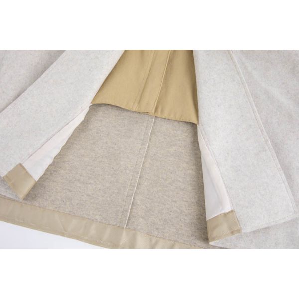 Women's Wool-Blend Long Coat with Contrast Hood and Relaxed Straight Fit in Light Oatmeal