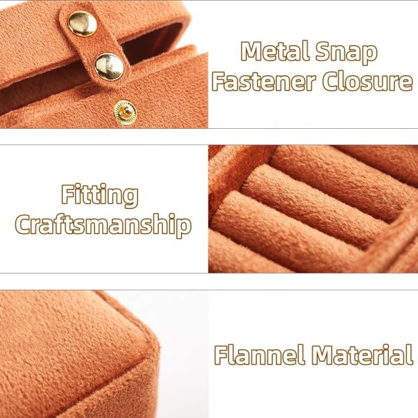 Custom Soft Flannel Romantic Sweet Wedding Engagement Ring Box Portable Mini Jewelry Gift Case