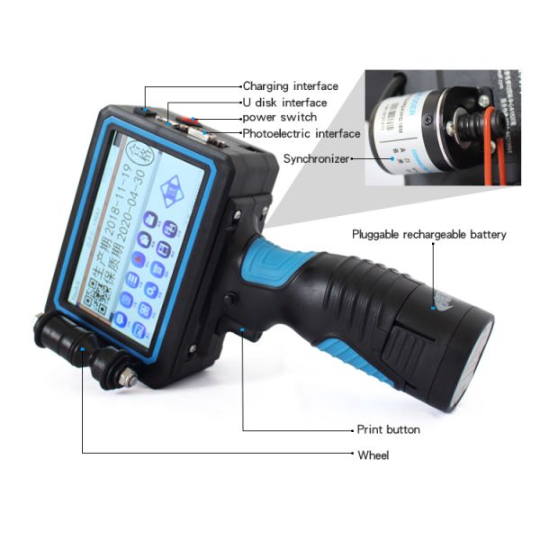 2.7kg Single Color Handheld Inkjet Printer for Date/Serial No./Batch Code/Logo Printing