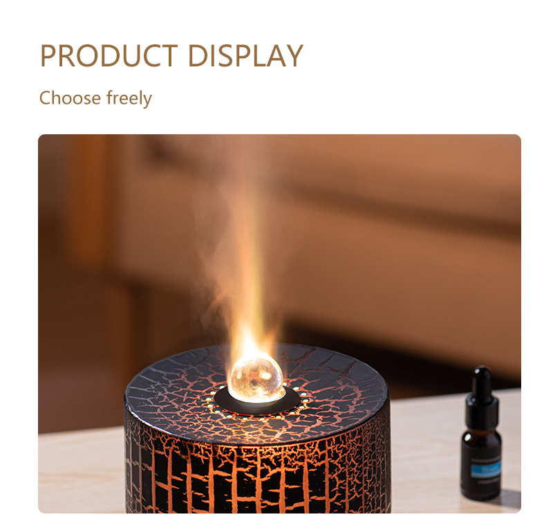 Remote Control 300ml Aromatherapy Essential Oil Crack Shape Volcano Diffuser Humidifier for Home Bedroom Black