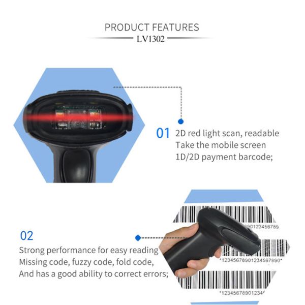 Long Range Portable Barcode Reader , Wired USB Computer Barcode Scanner Lable Gun For Payment