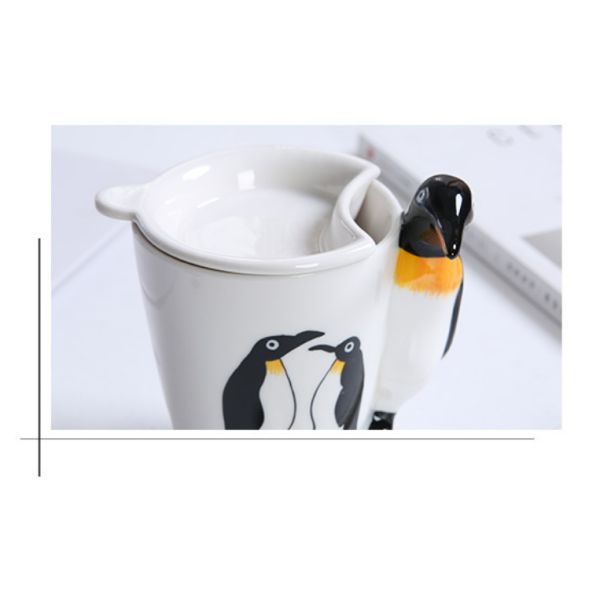 450ml High Temperature Penguin Coffee Mug With Lid And Spoon
